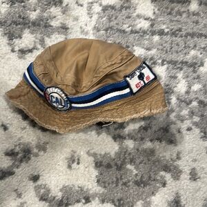 Boys Brown Kids Bucket Hat with Blue Stripe, shark 12-18months